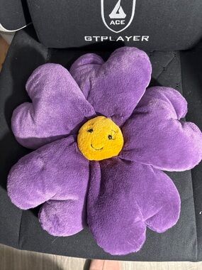 Jellycat Purple Flower Plush with Yellow Smiley Center